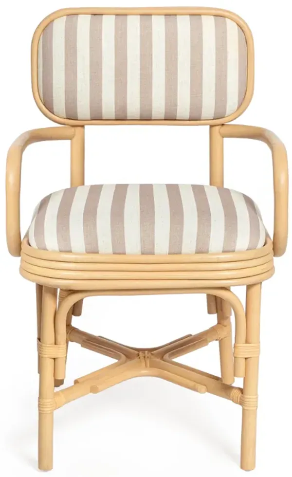 Dorine Khaki Striped Arm Chair