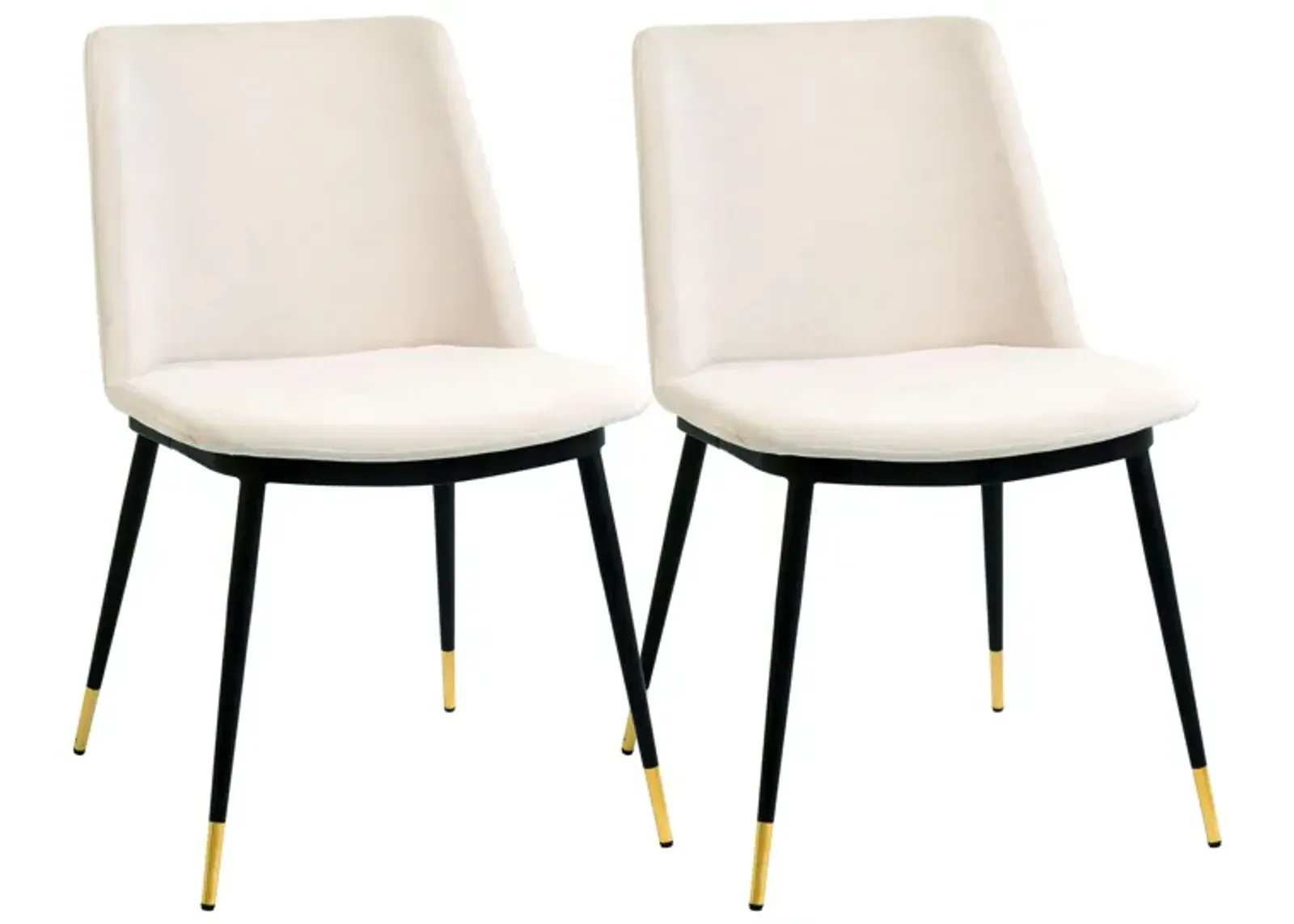 Evora Cream Velvet Chair - Gold Legs (Set of 2)