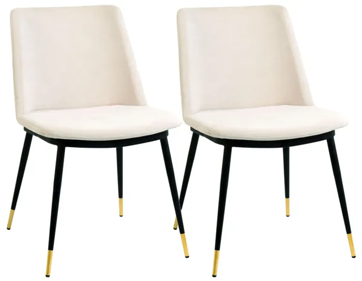 Evora Cream Velvet Chair - Gold Legs (Set of 2)