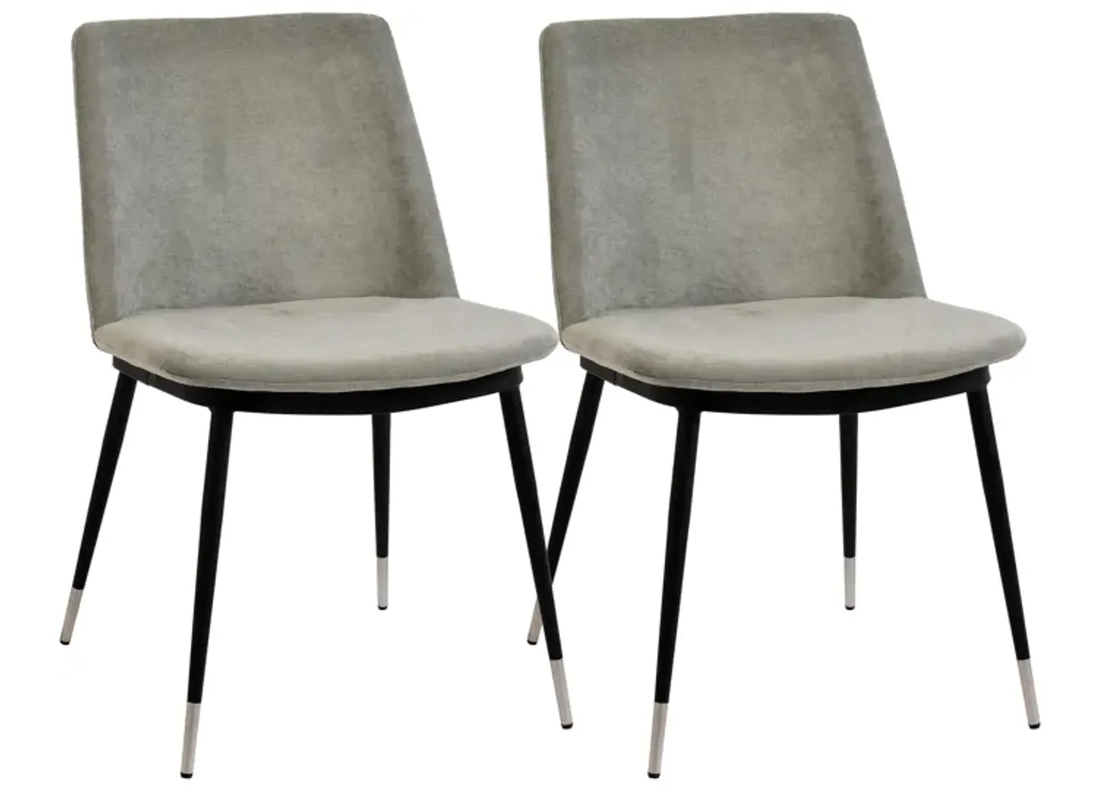 Evora Grey Velvet Chair - Silver Legs (Set of 2)