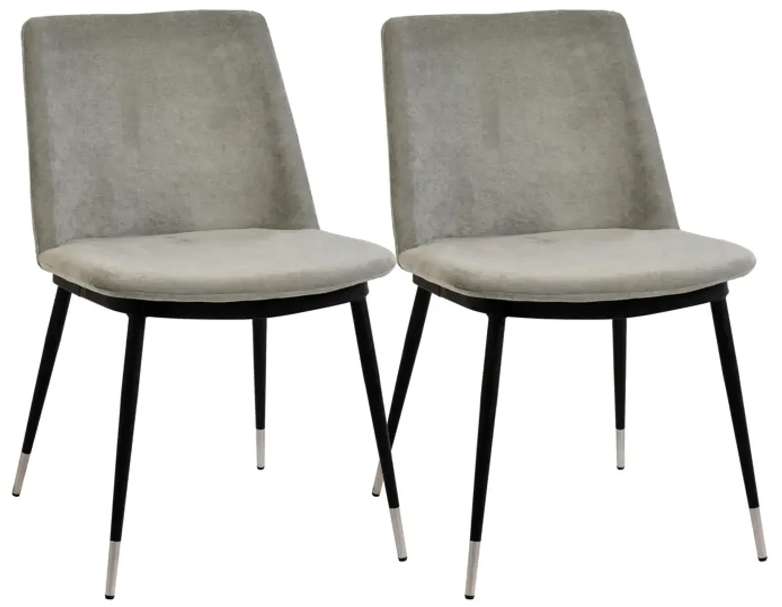 Evora Grey Velvet Chair - Silver Legs (Set of 2)