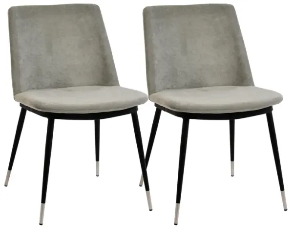 Evora Grey Velvet Chair - Silver Legs (Set of 2)