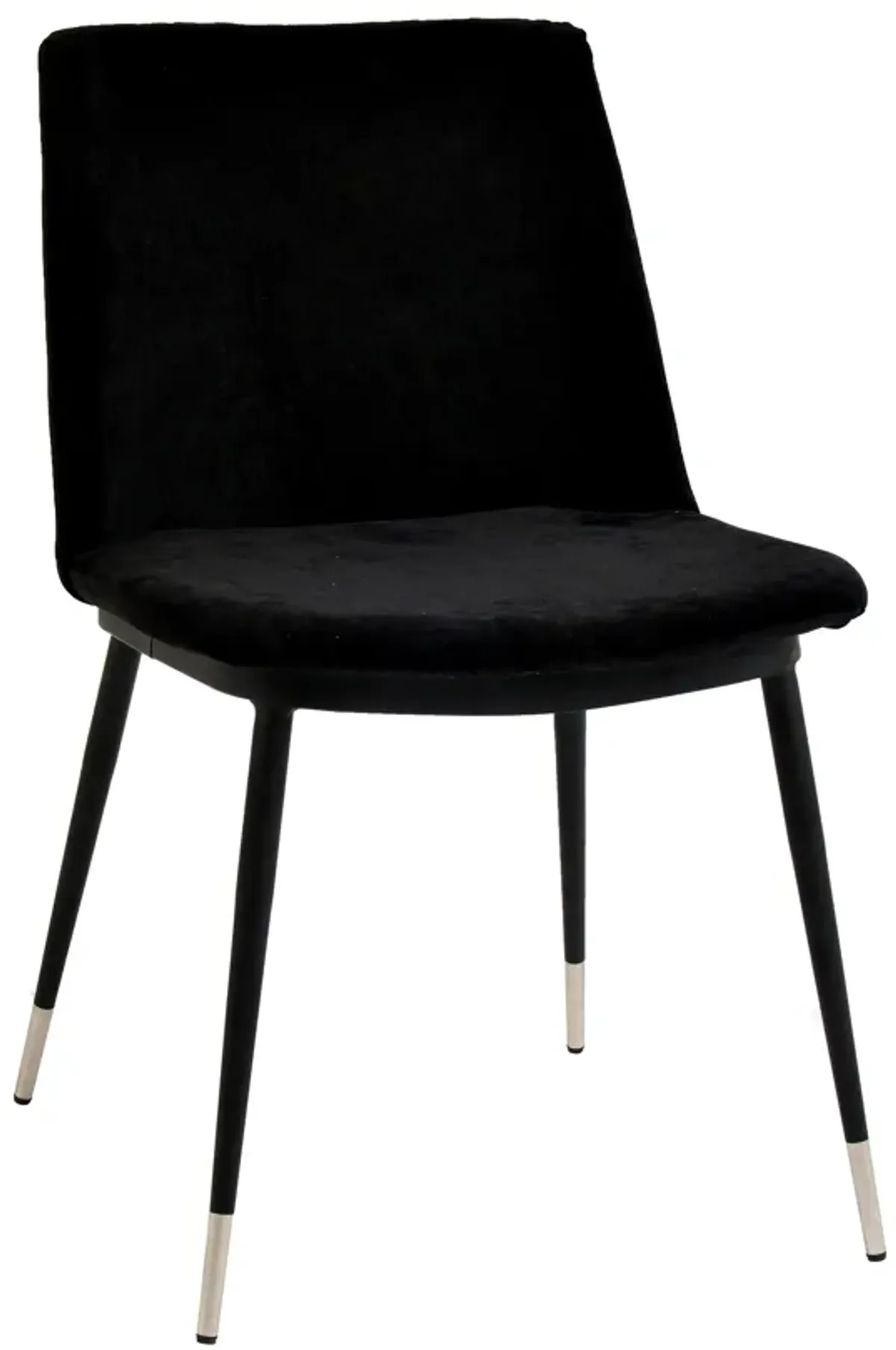 Evora Black Velvet Chair - Silver Legs (Set of 2)