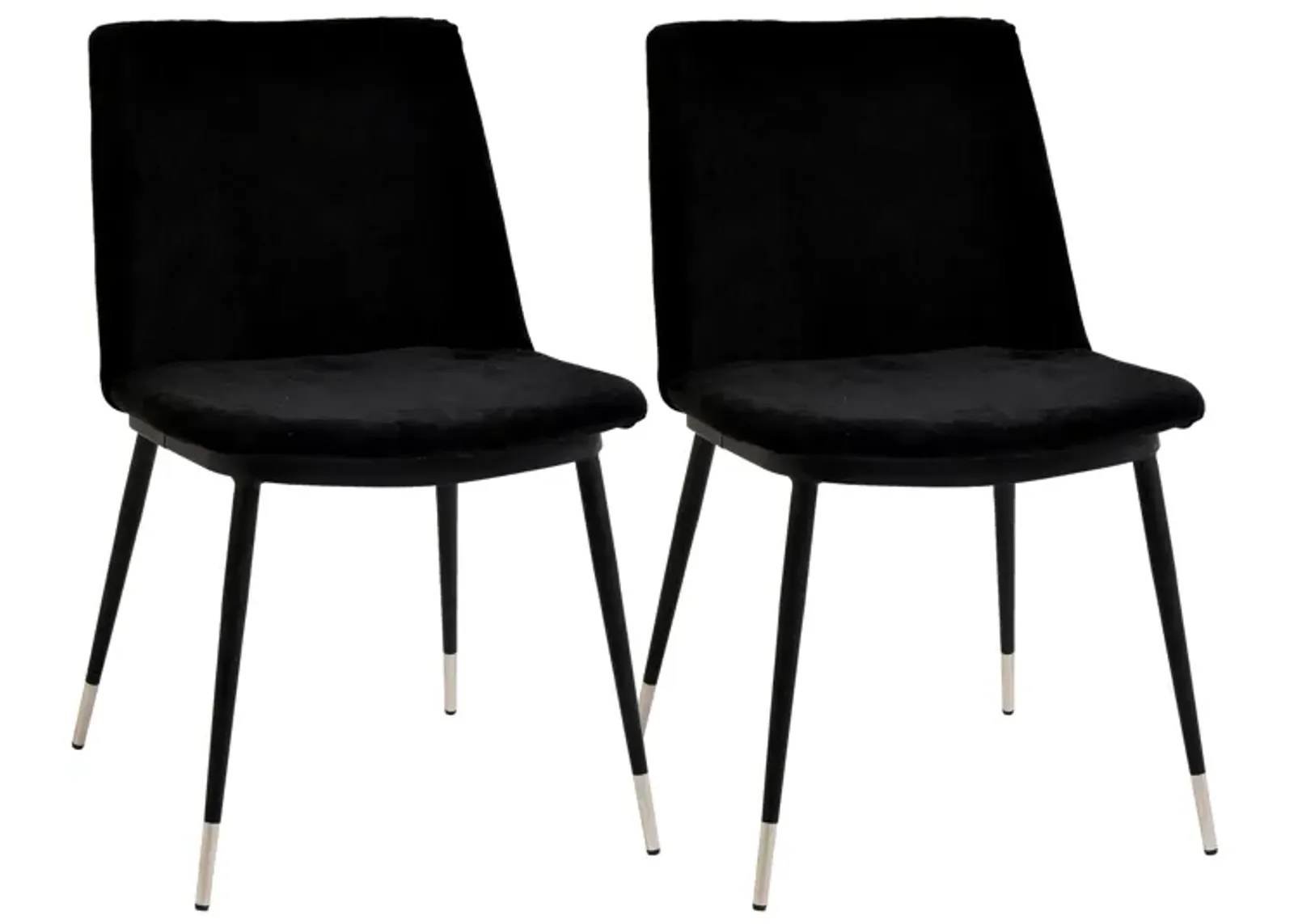 Evora Black Velvet Chair - Silver Legs (Set of 2)