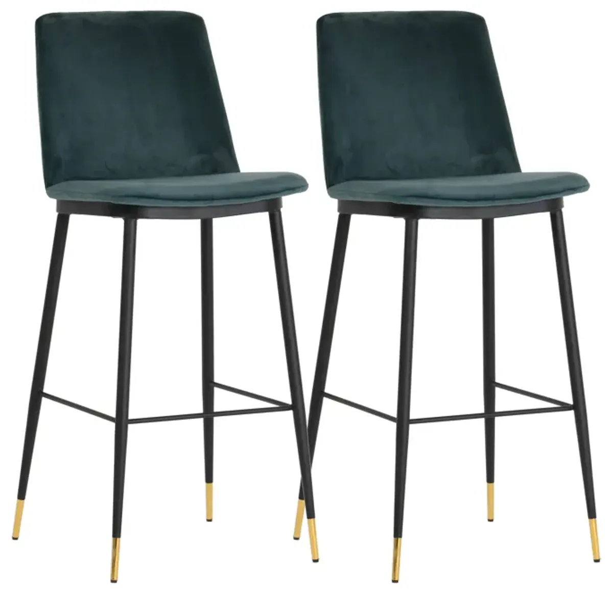 Evora Green Velvet Counter Stool (Set of 2)