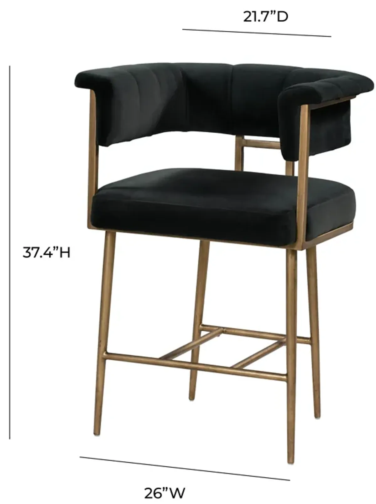 Astrid Grey Velvet Counter Stool