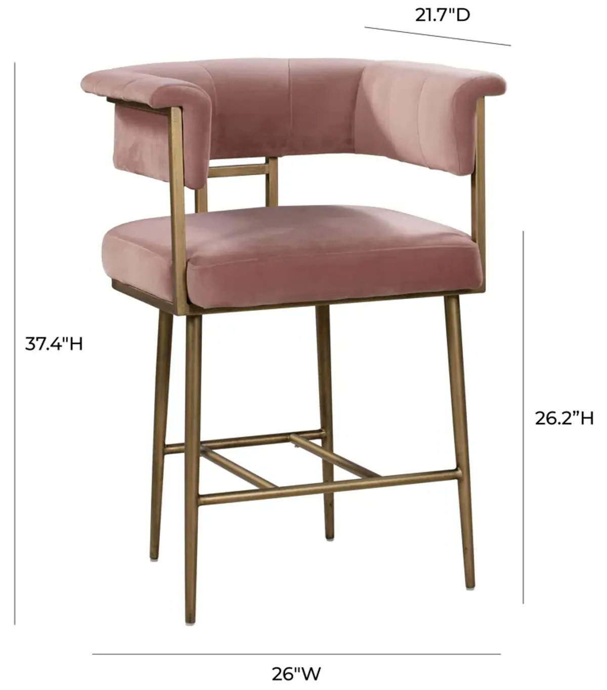 Astrid Blush Velvet Counter Stool