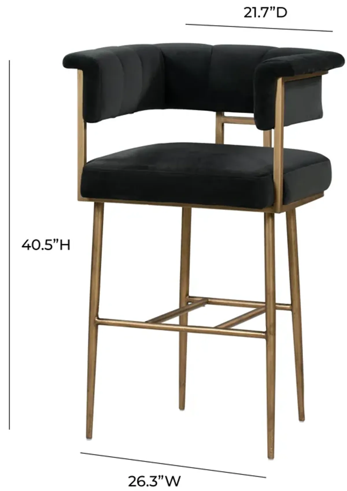 Astrid Grey Velvet Bar Stool