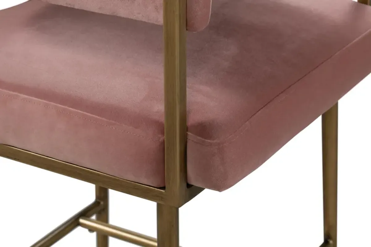 Astrid Blush Velvet Bar Stool