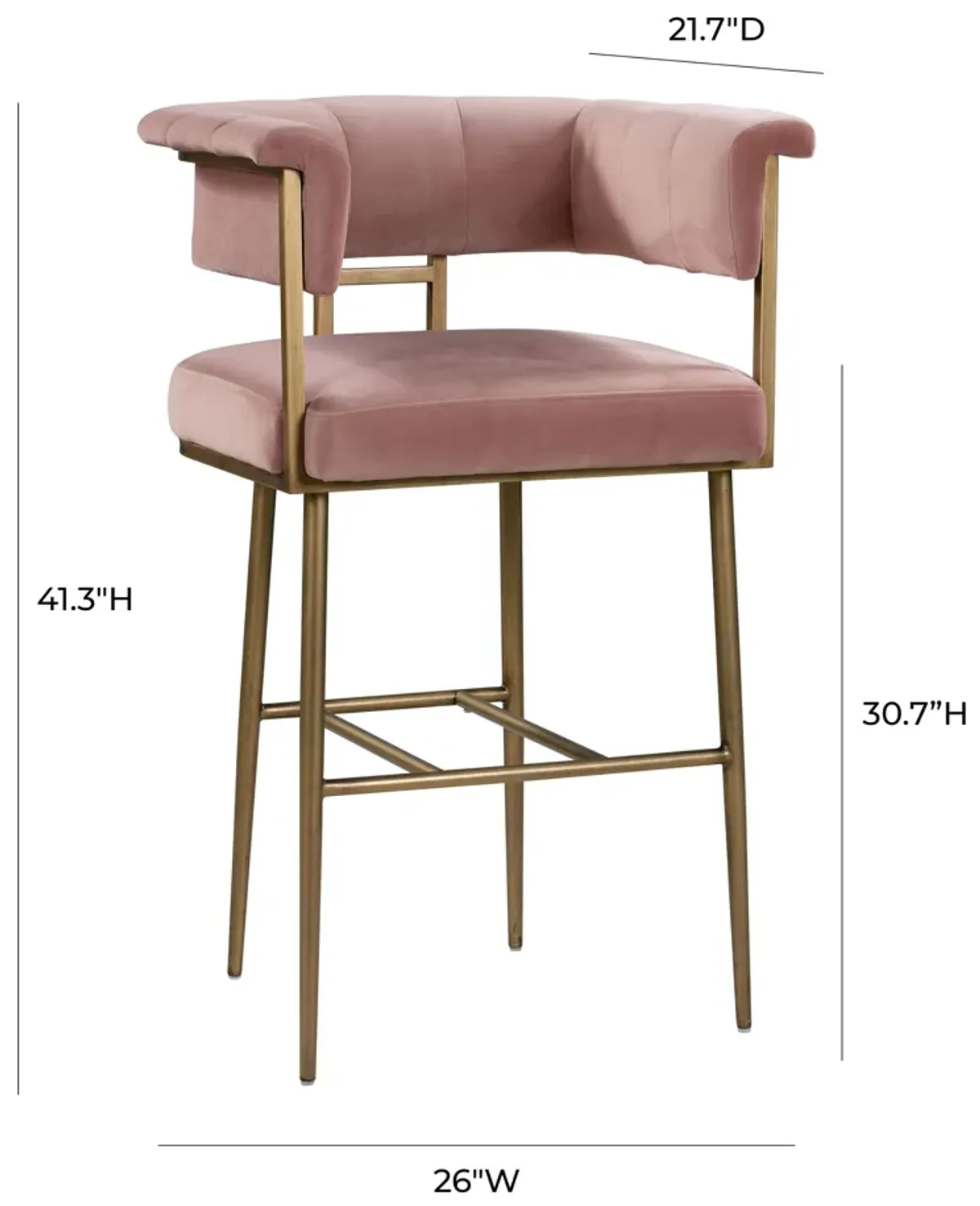 Astrid Blush Velvet Bar Stool