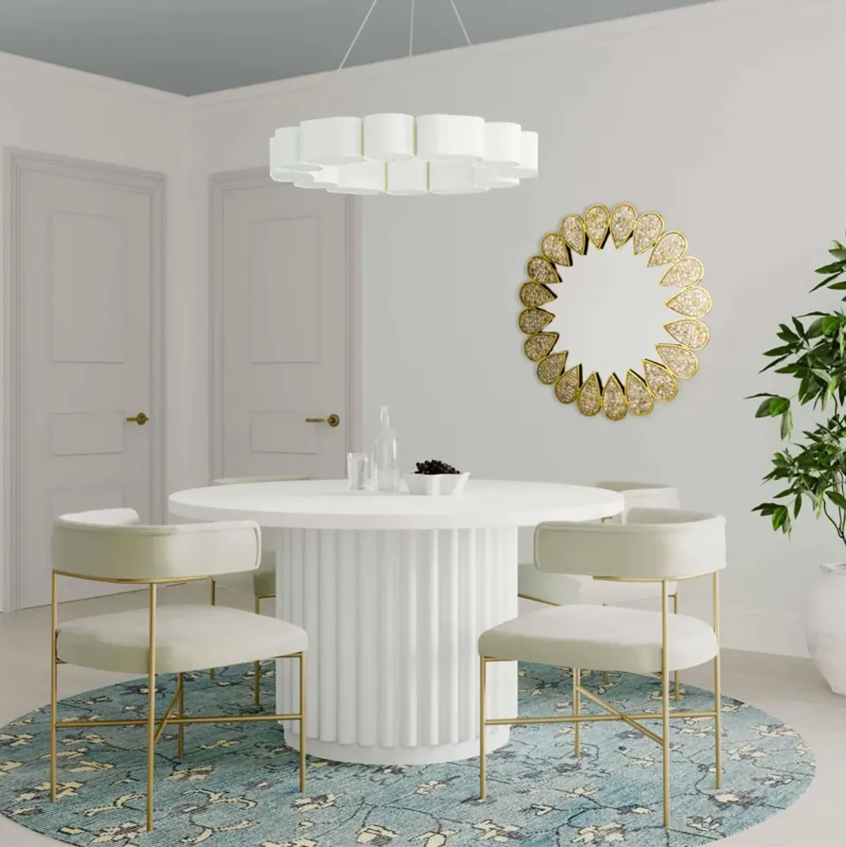 Kali 55 Inch White Round Dining Table