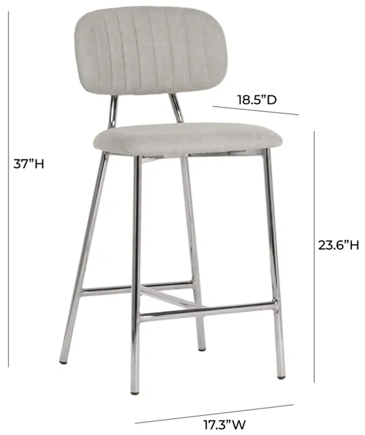 Ariana Grey Counter Stool - Silver Legs (Set of 2)