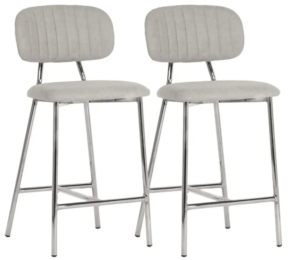 Ariana Grey Counter Stool - Silver Legs (Set of 2)