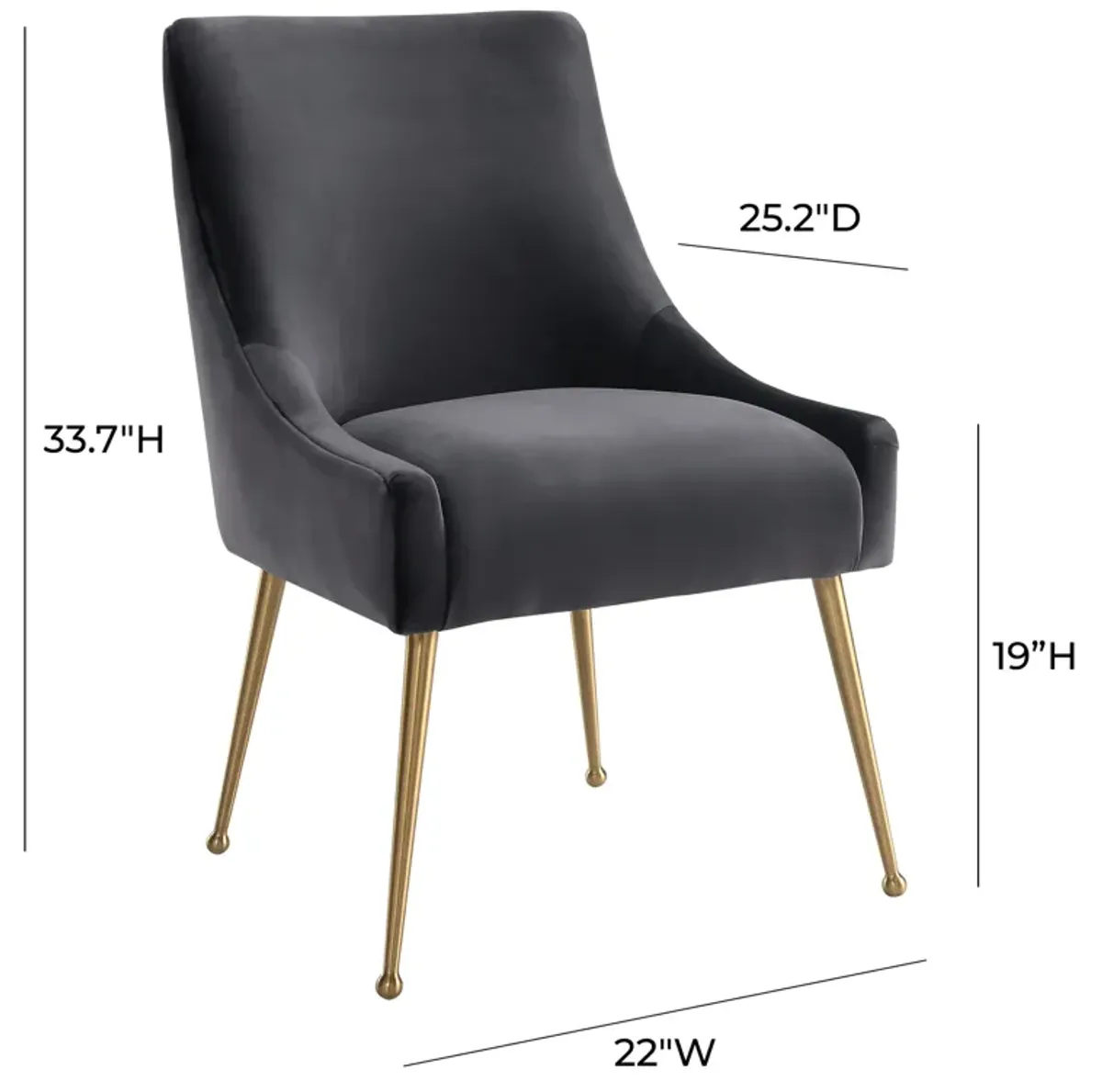 Beatrix Grey Velvet Side Chair