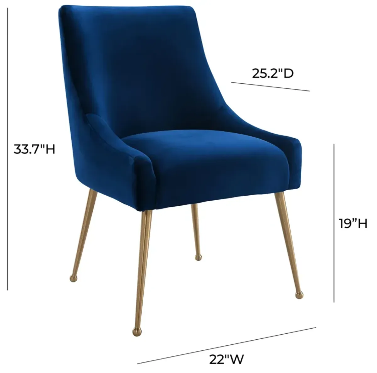 Beatrix Navy Velvet Side Chair