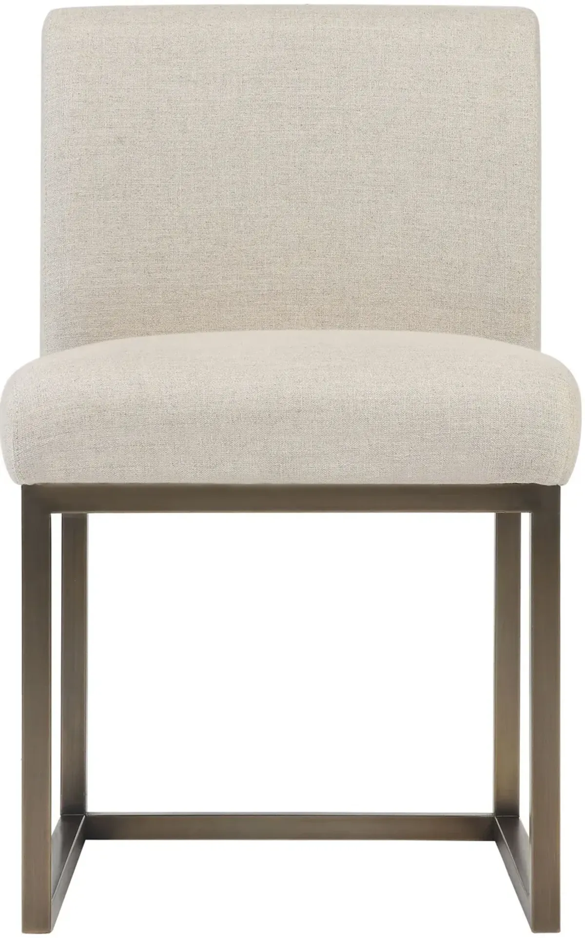 Haute Beige Linen Chair in Brass