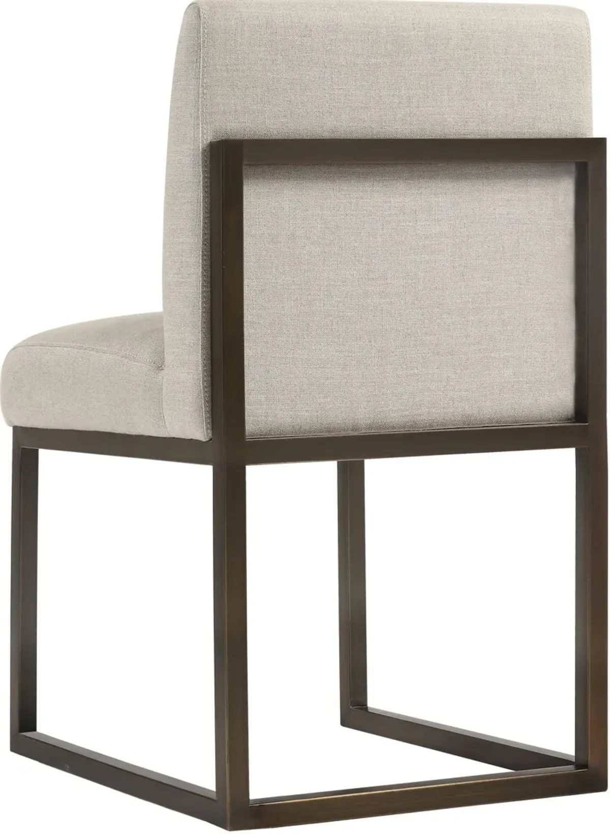 Haute Beige Linen Chair in Brass