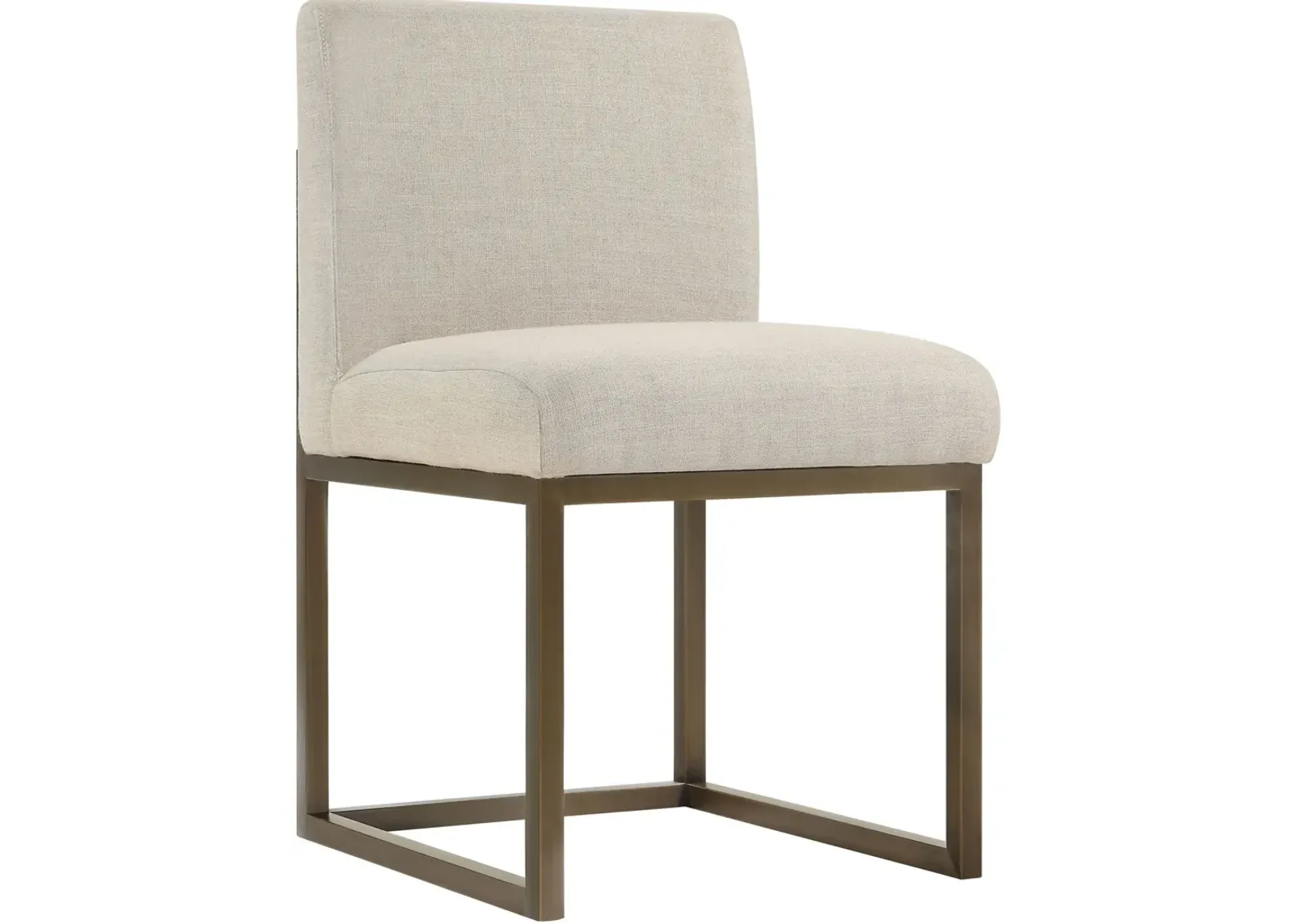 Haute Beige Linen Chair in Brass