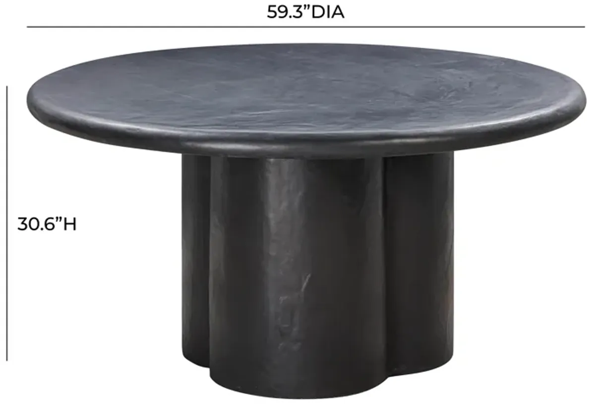 Elika Black Faux Plaster Round Dining Table