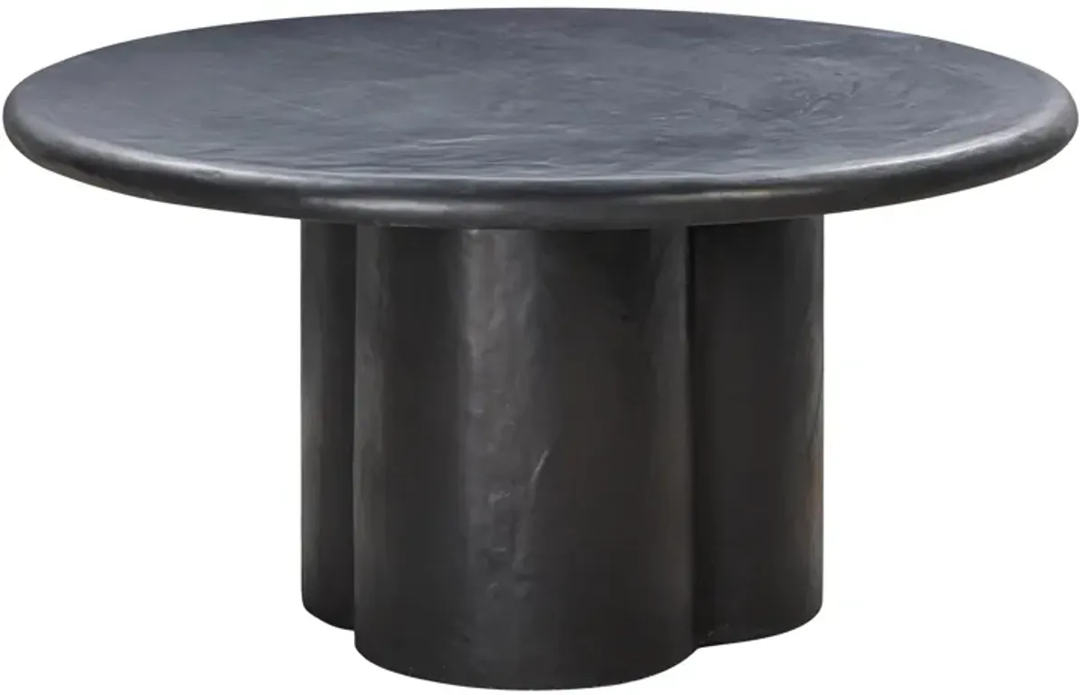 Elika Black Faux Plaster Round Dining Table