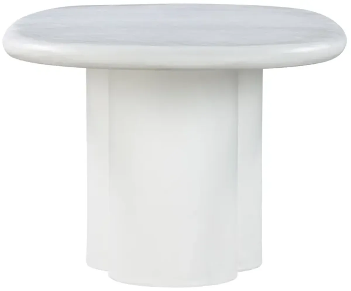 Elika White Faux Plaster Oval Dining Table