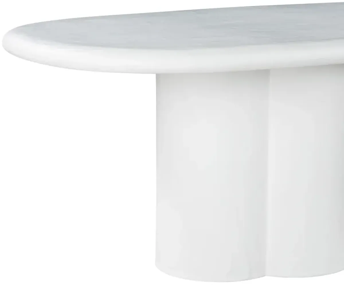 Elika White Faux Plaster Oval Dining Table