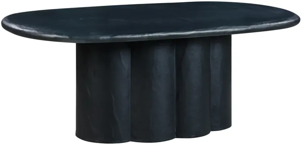 Elika Black Faux Plaster Oval Dining Table