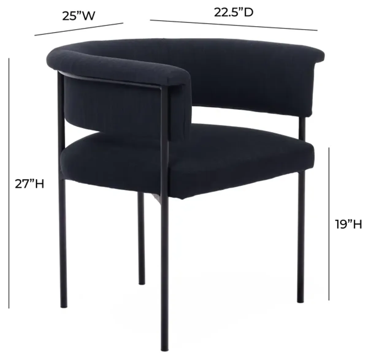 Taylor Black Performance Linen Dining Chair