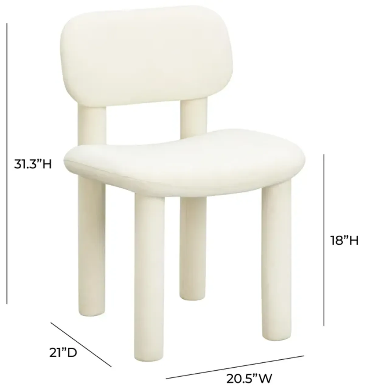 Elise Ivory White Performance Velvet Dining Chair