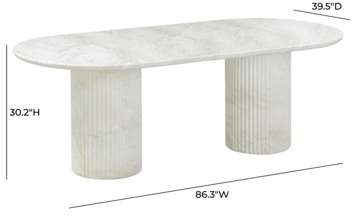 Brut White Marble Pattern Indoor/Outdoor Dining Table