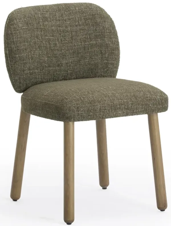 Foxy Olive Green Textured Performance Fabric Dining Chair