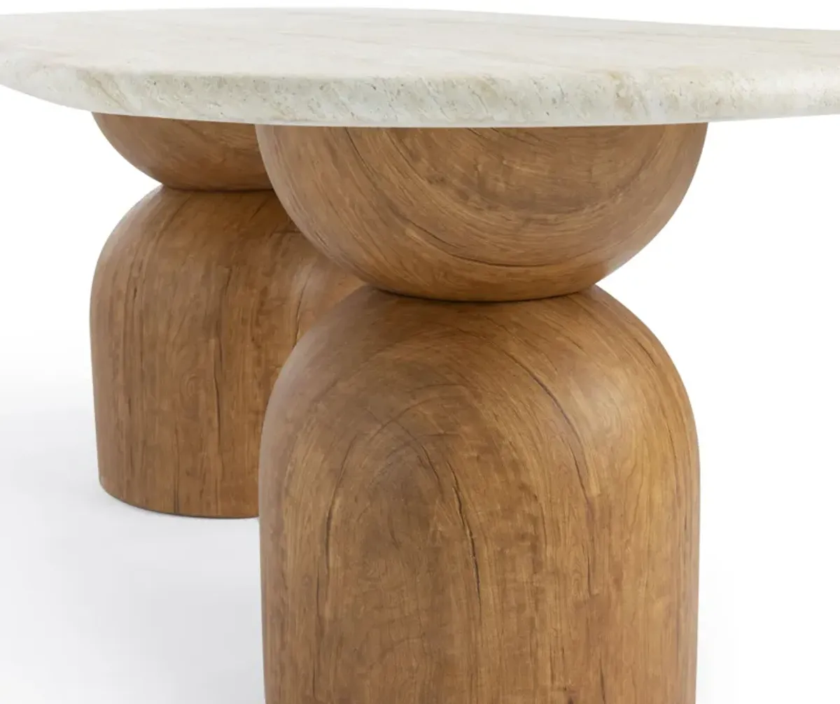 Cynthia Travertine Concrete Indoor / Outdoor 87 inch Long Dining Table