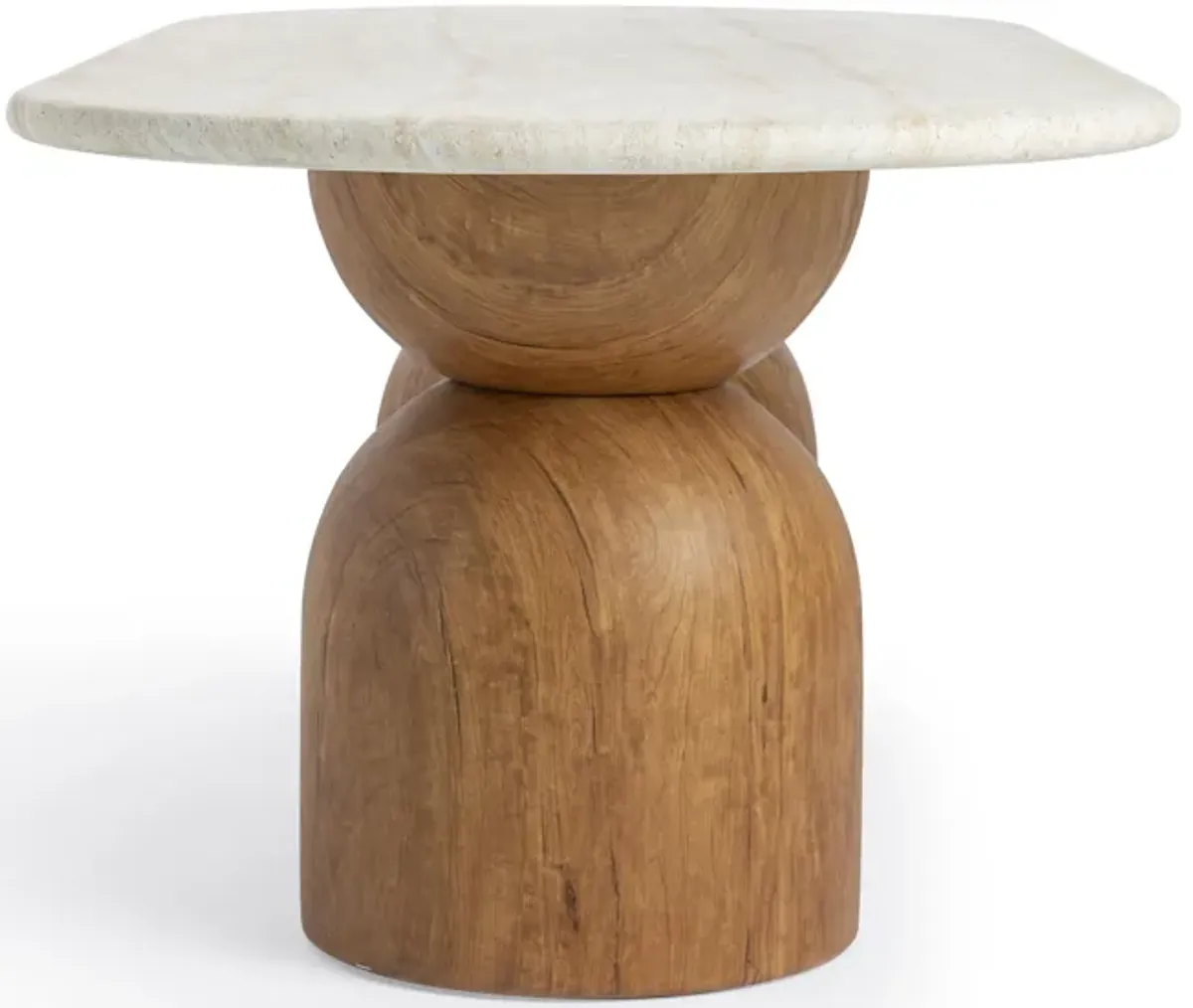 Cynthia Travertine Concrete Indoor / Outdoor 87 inch Long Dining Table