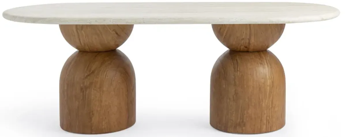 Cynthia Travertine Concrete Indoor / Outdoor 87 inch Long Dining Table