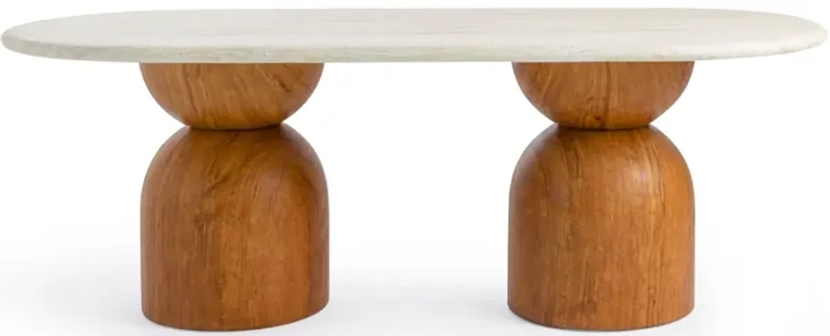 Cynthia Travertine Concrete Indoor / Outdoor 87 inch Long Dining Table