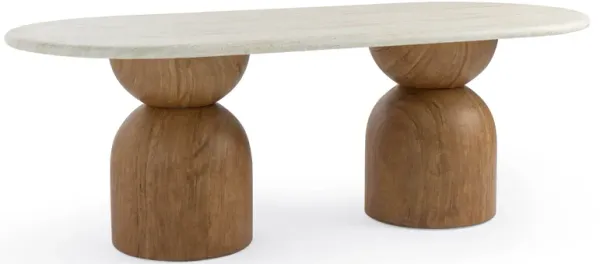 Cynthia Travertine Concrete Indoor / Outdoor 87 inch Long Dining Table