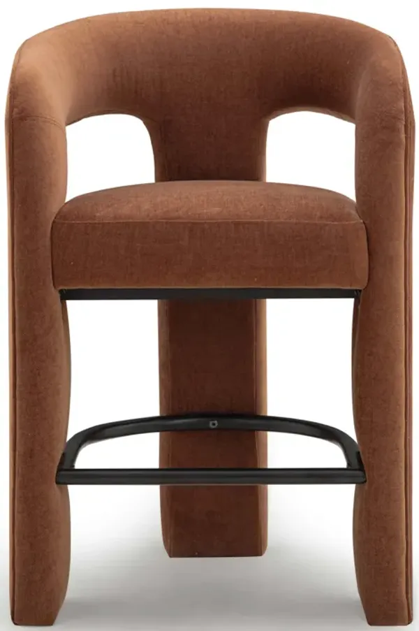 Malone Rust Red Performance Chenille Counter Stool