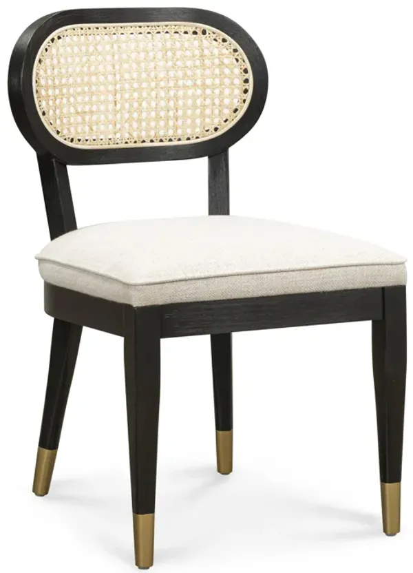 Cosette Black Dining Chair in Cream Performance Linen