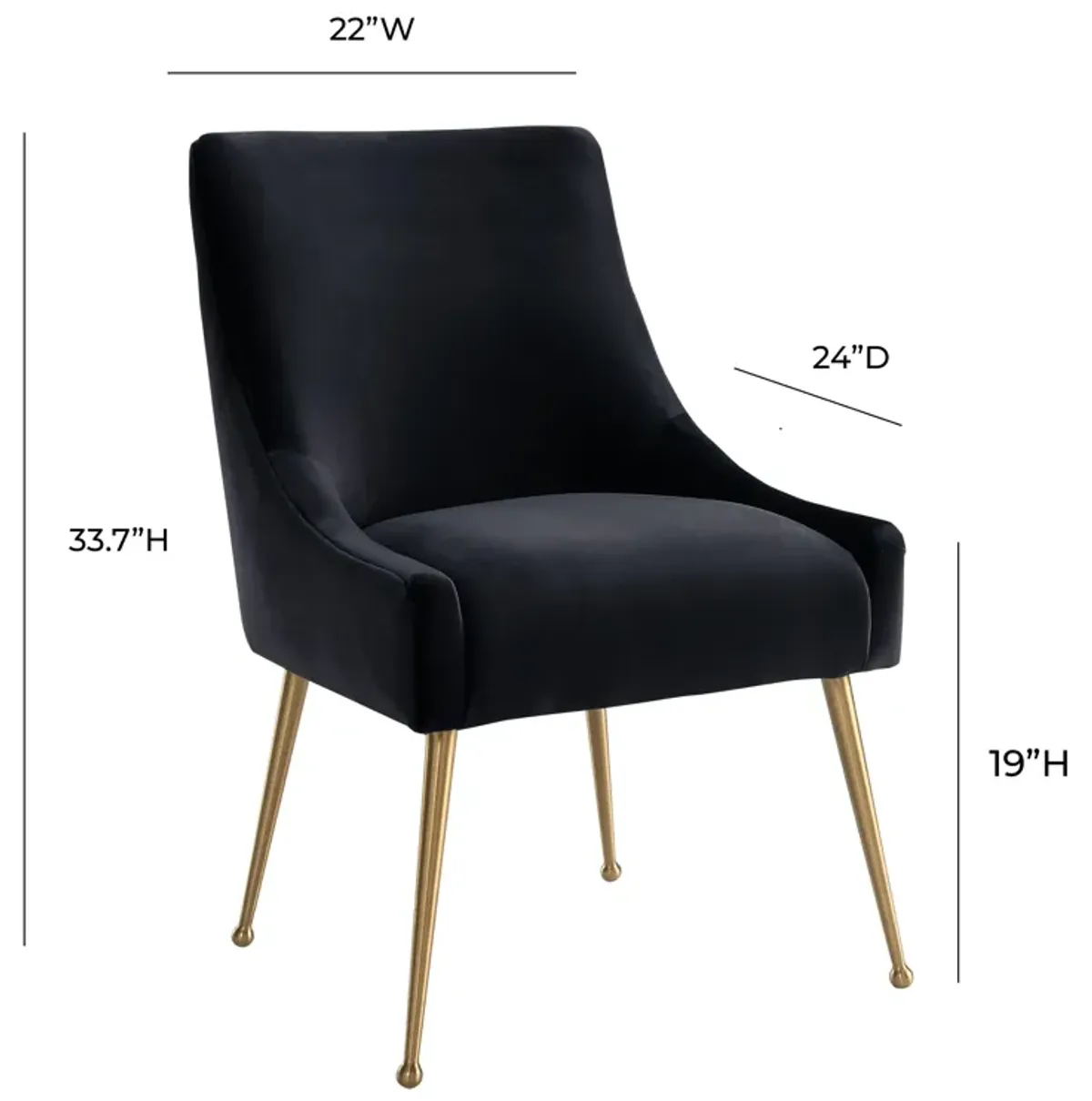 Beatrix Black Velvet Side Chair