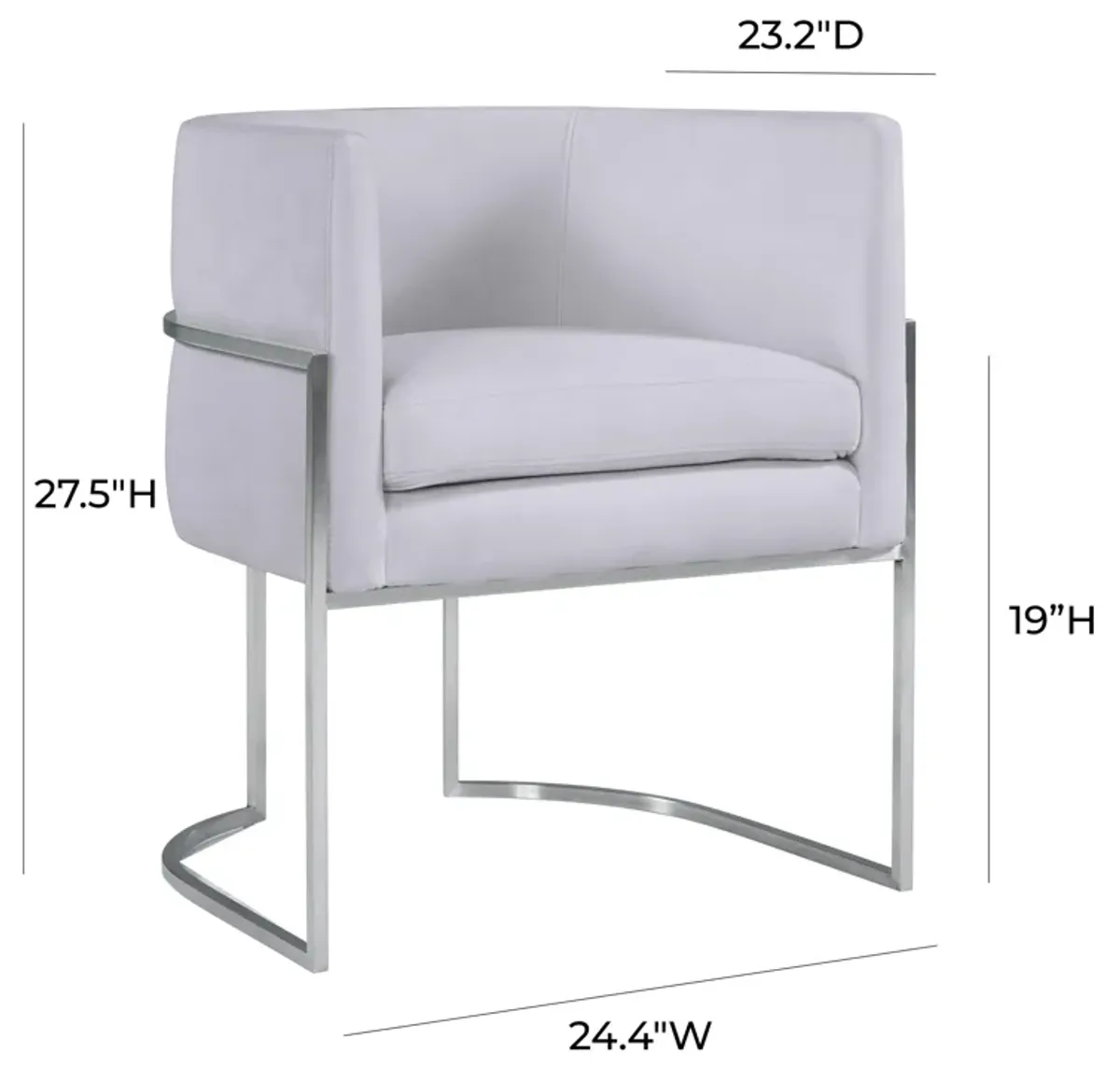 Giselle Grey Velvet Dining Chair with Silver Leg