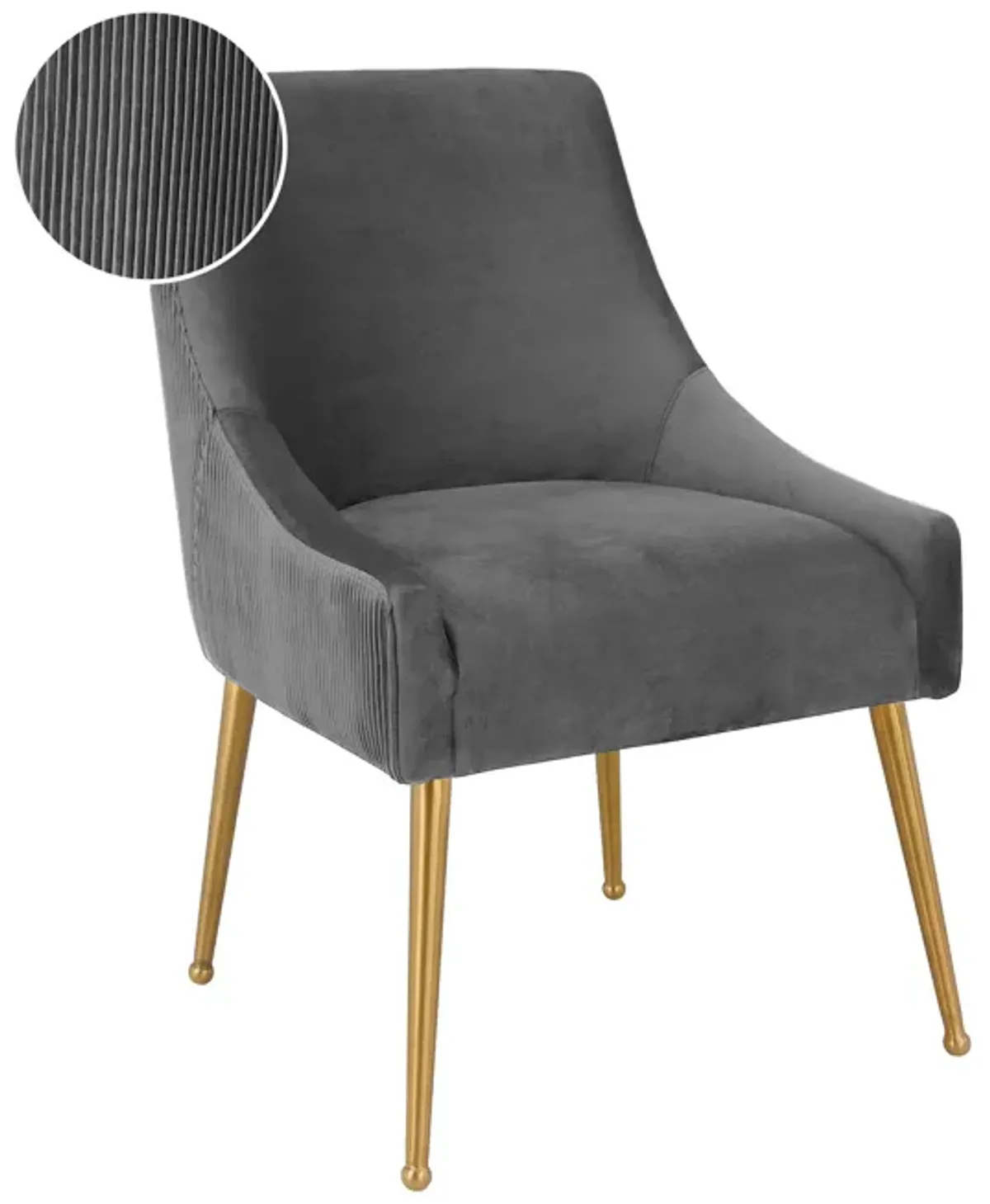 Beatrix Pleated Grey Velvet Side Chair