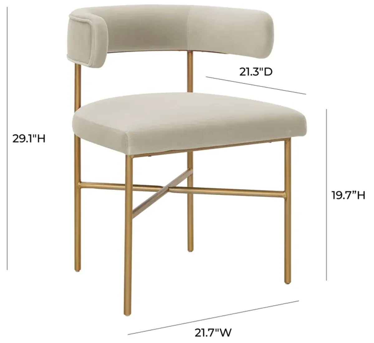 Kim Velvet Chair in Cream