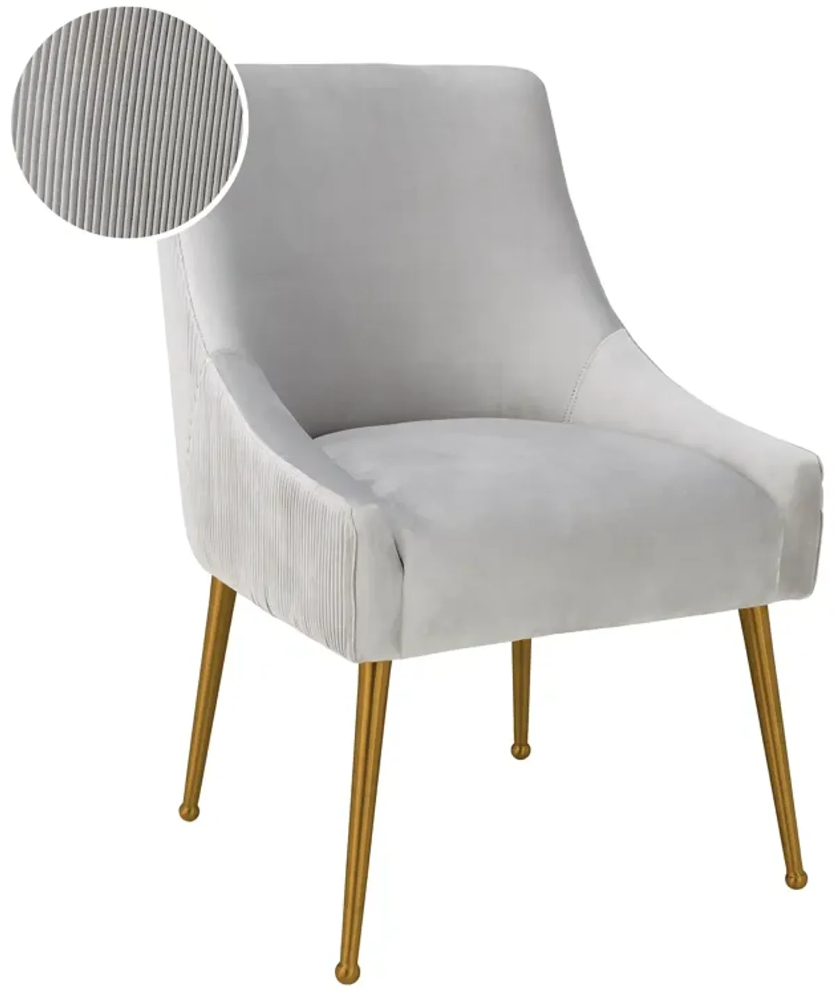 Beatrix Pleated Light Grey Velvet Side Chair