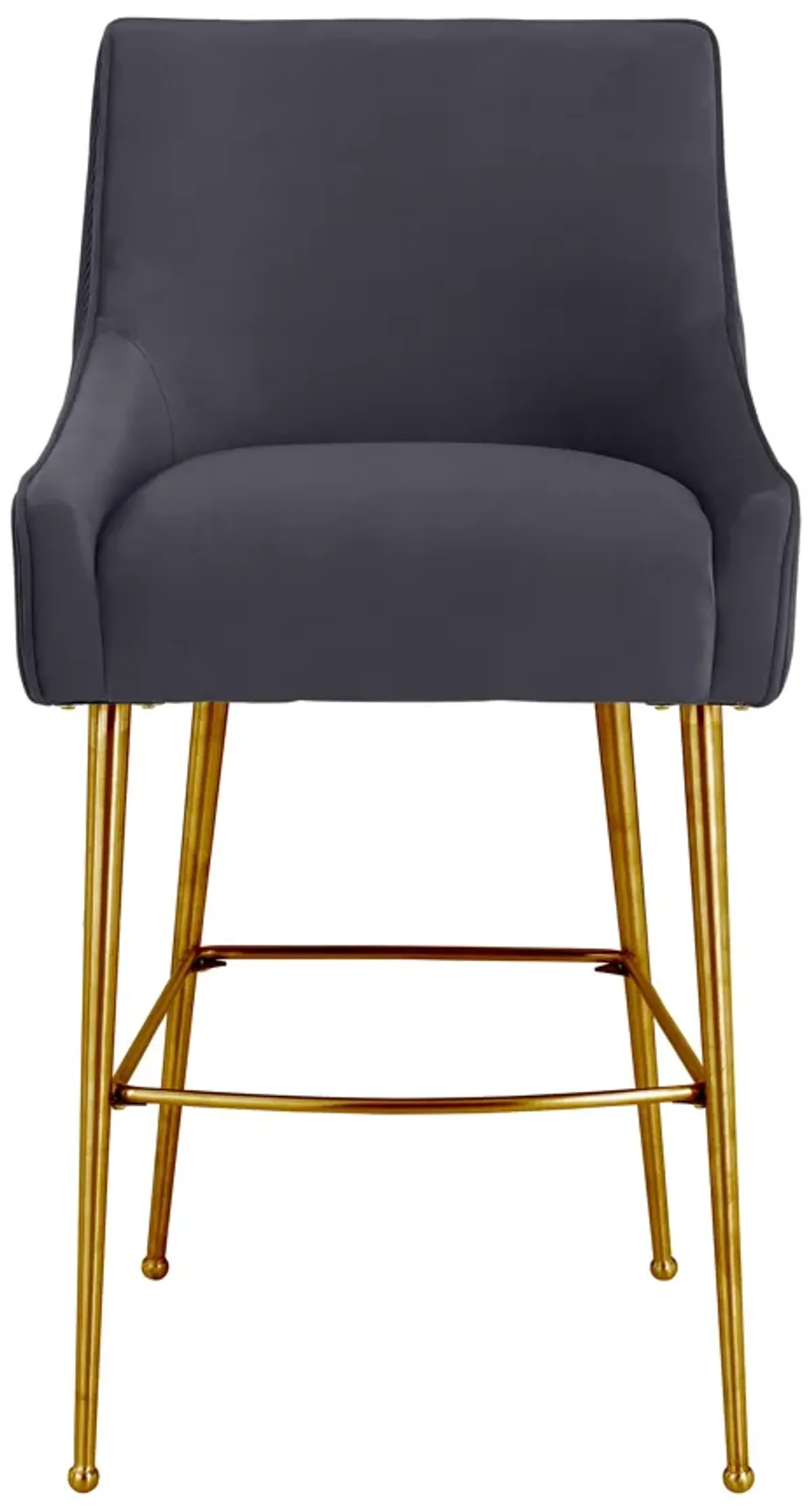 Beatrix Pleated Dark Grey Velvet Bar Stool