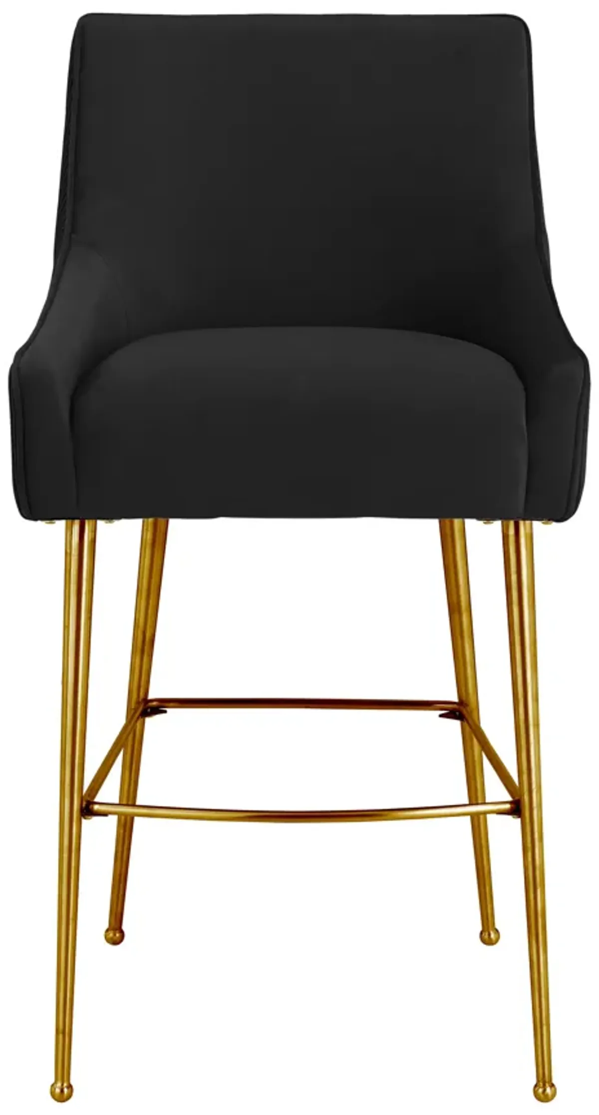 Beatrix Pleated Black Velvet Bar Stool