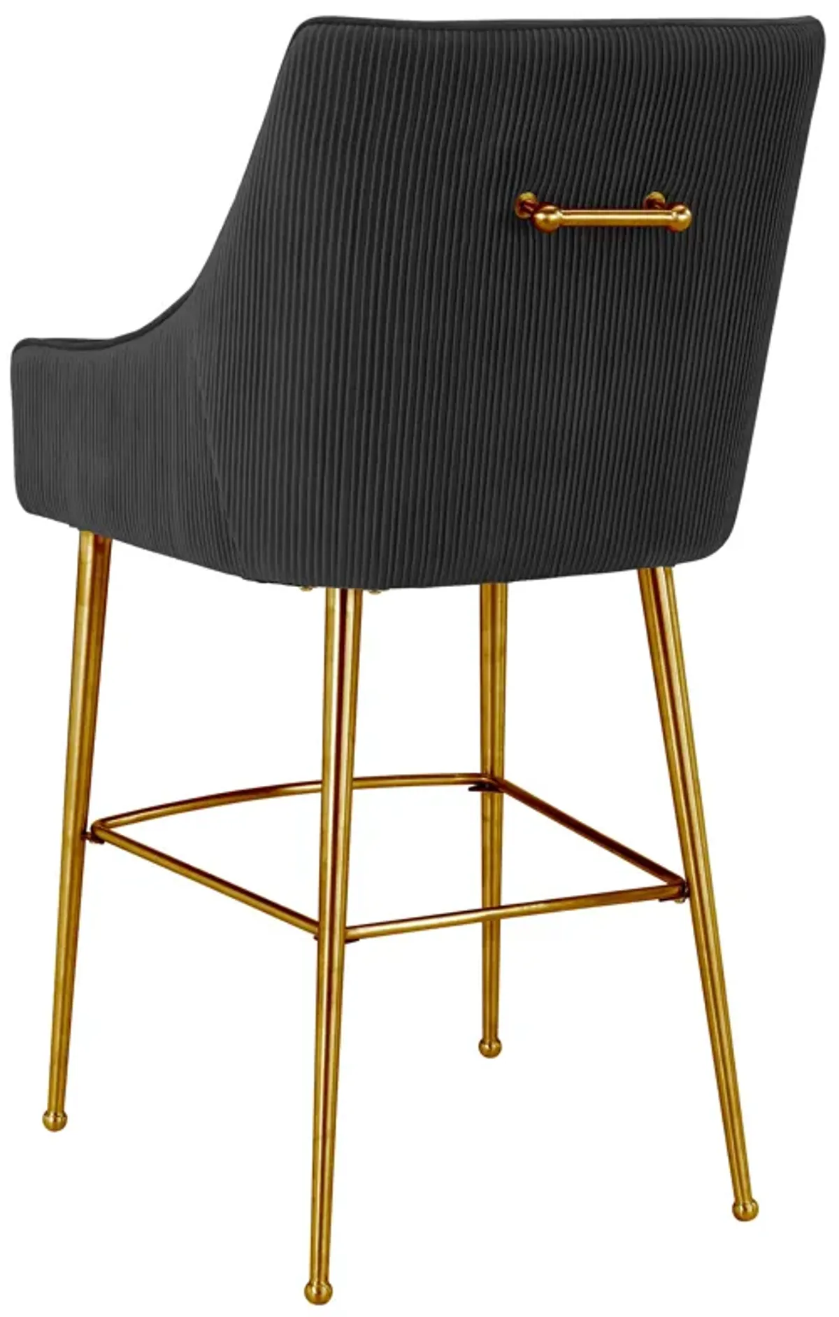 Beatrix Pleated Black Velvet Bar Stool