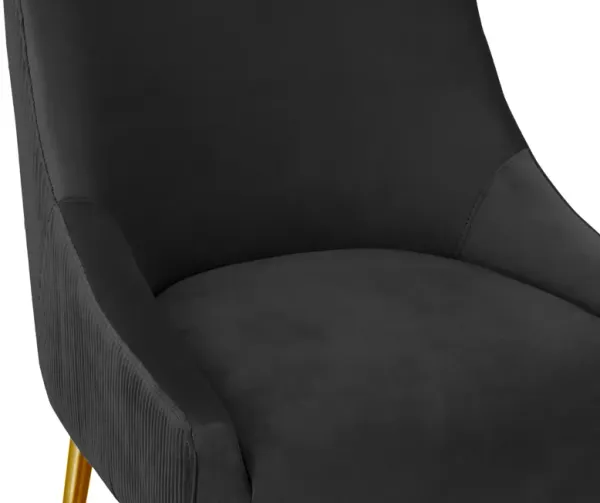 Beatrix Pleated Black Velvet Counter Stool