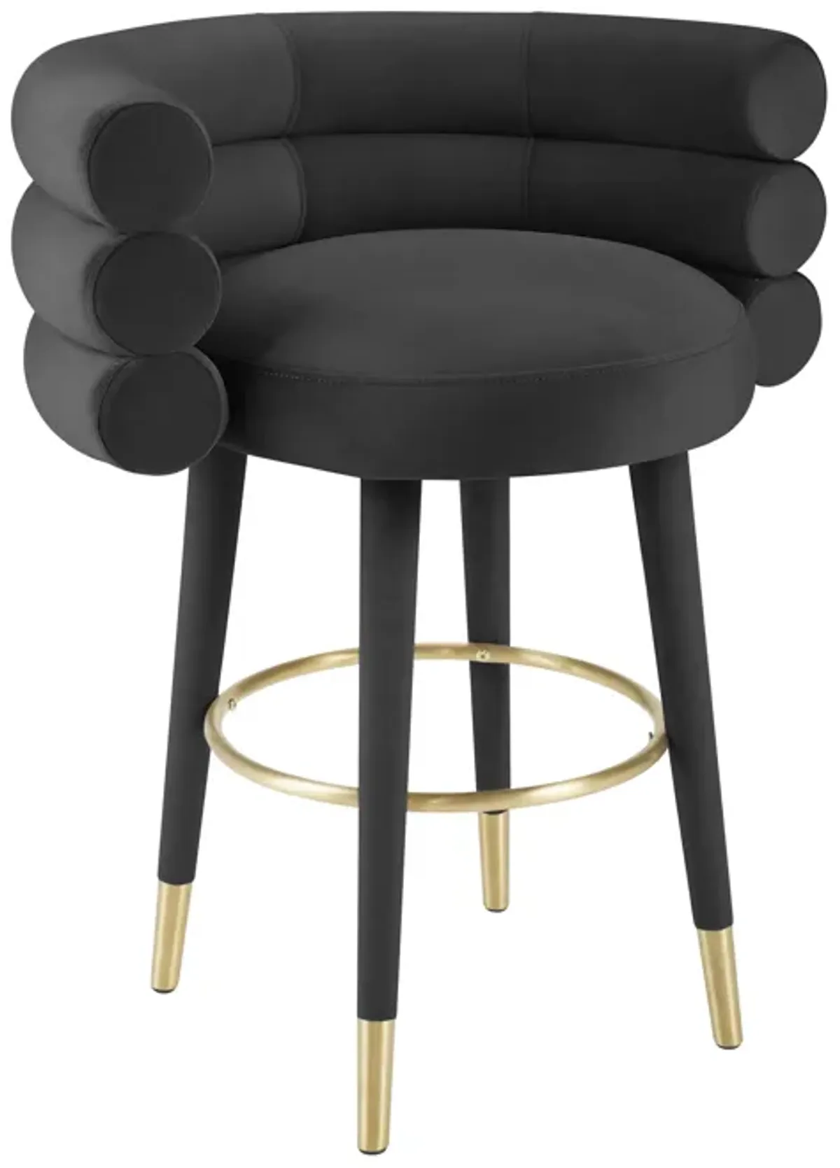 Betty Black Velvet Counter Stool