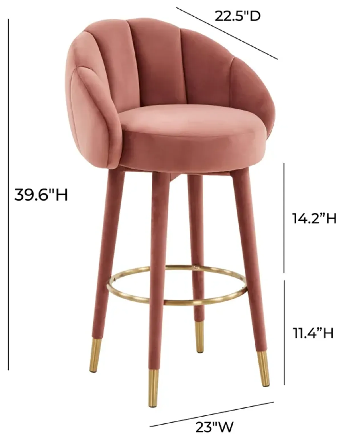 Myla Salmon Swivel Bar Stool