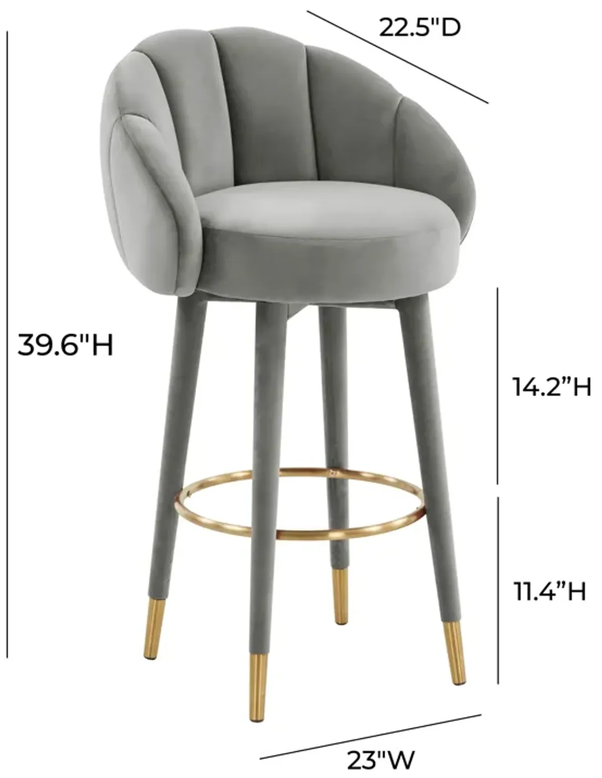 Myla Light Grey Swivel Bar Stool